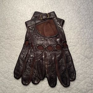 vintage dark brown ladies leather driving gloves